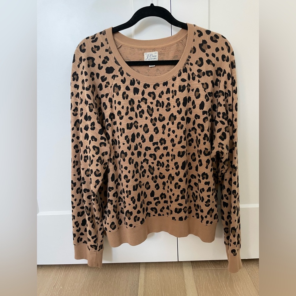 J. Crew Vintage cotton terry crewneck sweatshirt in leopard print